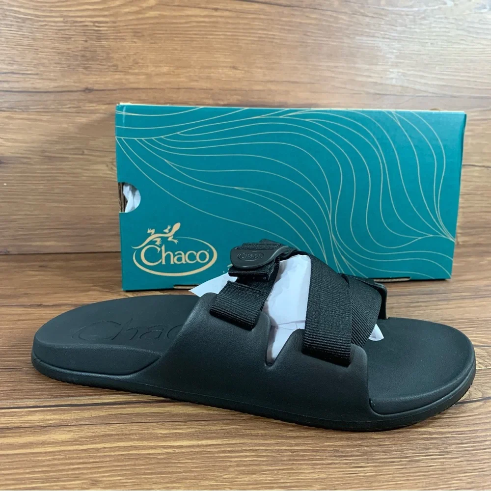 NEW Chaco Chillos Slide Men’s Triple Black Sandals Shoes